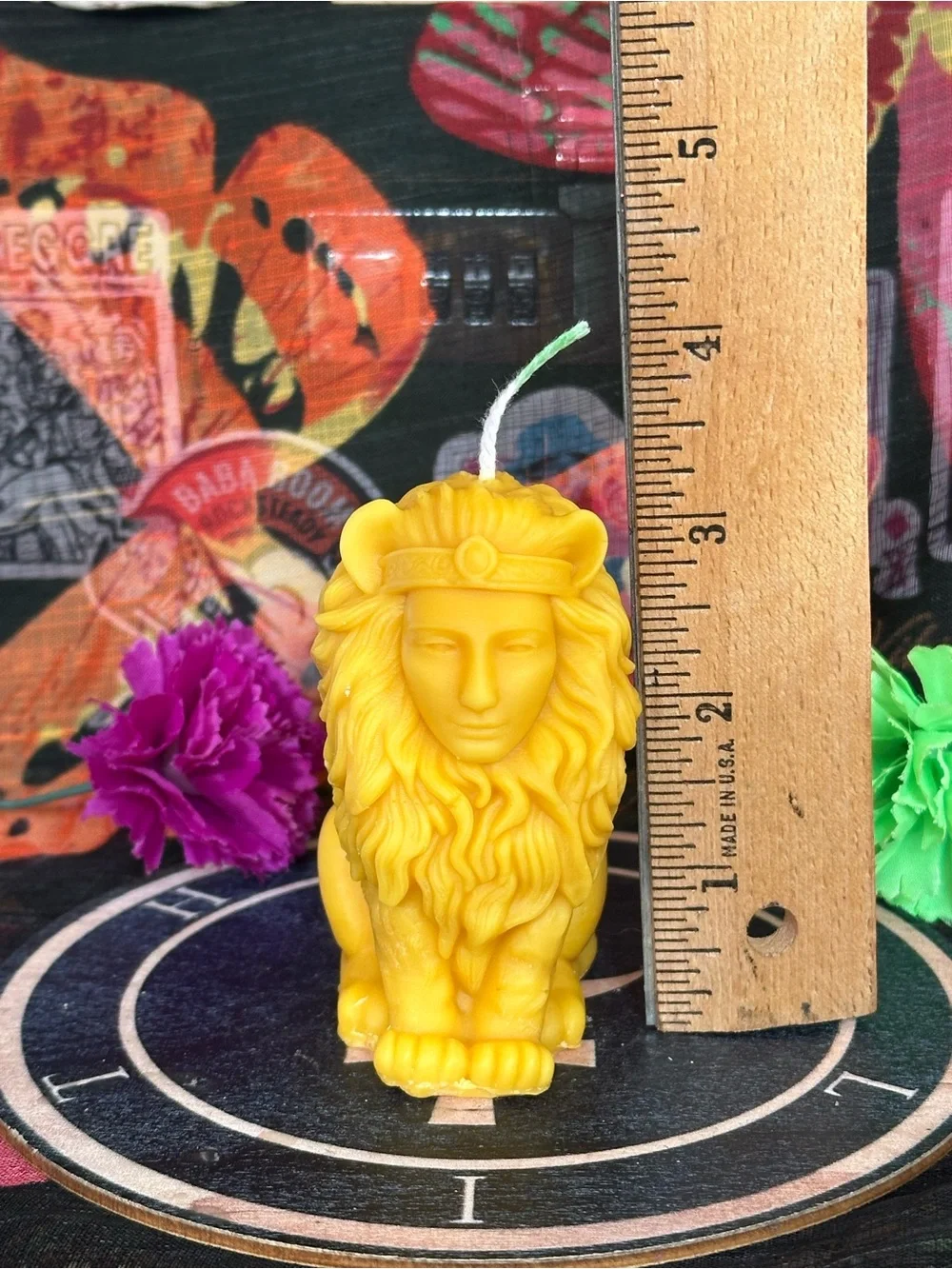 Handmade Lion Guardian Candle – Golden Lion with Human Face